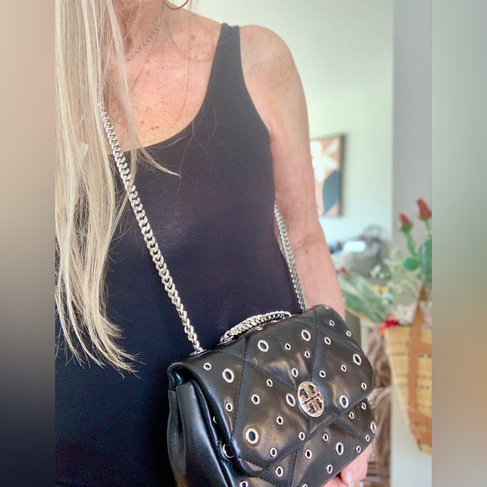 NWT TORY BURCH WILLA LEATHER GROMMETS SHOULDER CROSSBODY BAG - Picture 3 of 12